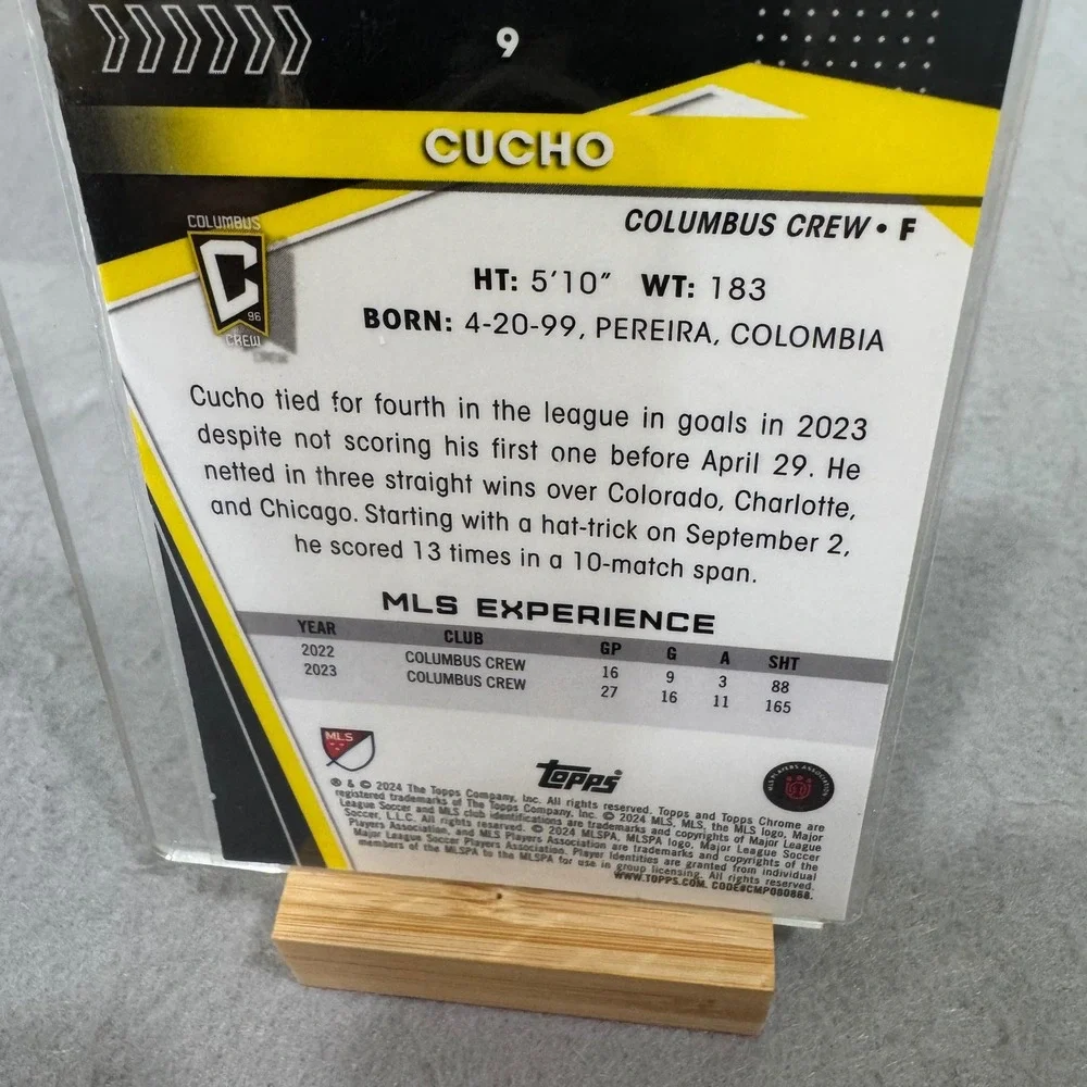 Topps Chrome Trading Card Cucho Hernandez Columbus Crew Yellow Prism Refractor